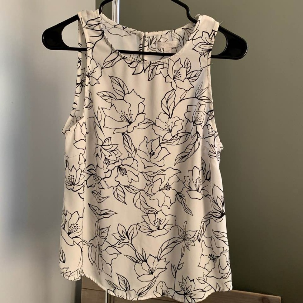 Black White Floral Top